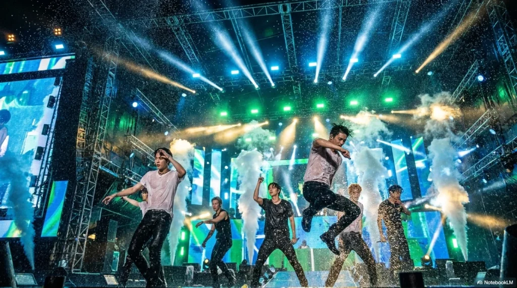 WATERBOMB performance on the KINTEX Global Stage with lights and water spray
